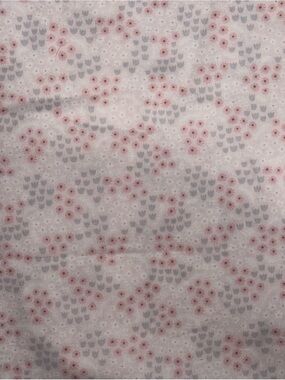 2 Yds of Cotton Fabric, Pink /gray/white flower print